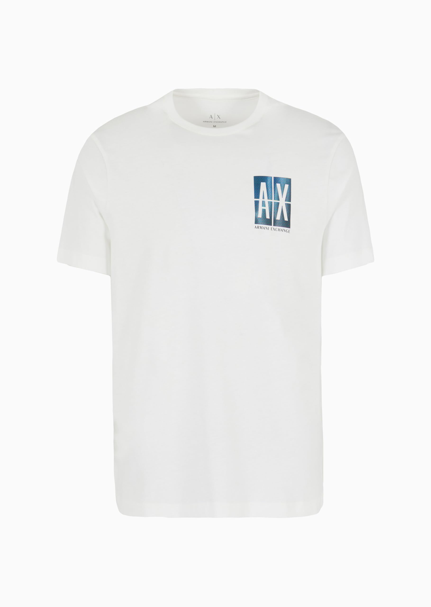 A|X ARMANI EXCHANGE Męska koszulka z bawełny o regularnym kroju w małej klatce piersiowej Gradient Box Logo koszulka, złamana biel, XS, Złamana biel, XS