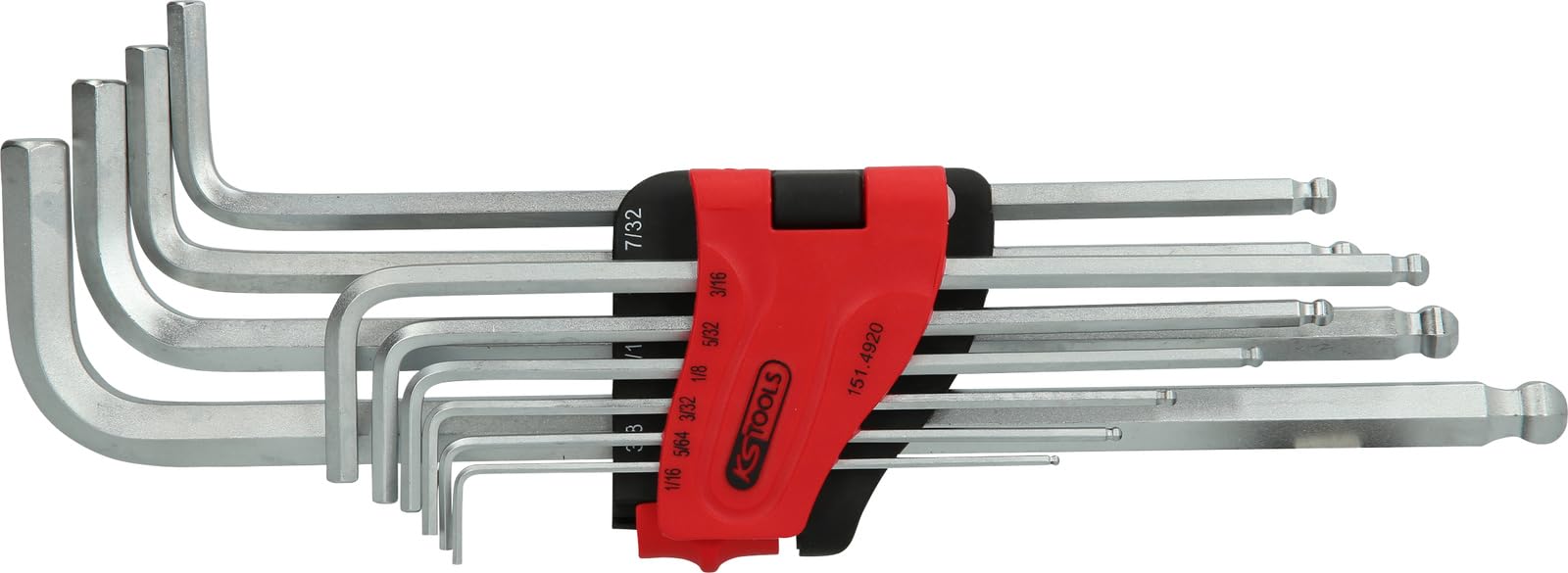 KS Tools Innensechskant-Winkelstiftschlüssel – Extra Lang, 5/32 Zoll, Matt Verchromt