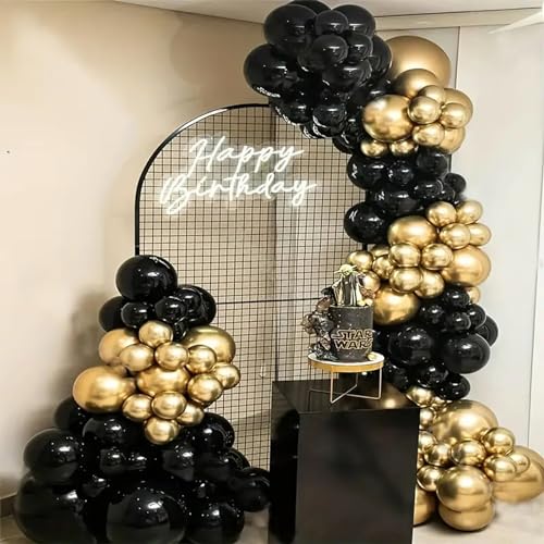 140pcs Balloon Arch Kit, Black Balloons of Different Sizes Pack of 18 12 10 5 Inch Party Balloon Kit for Birthday Party or Balloon Arch as Graduation Wedding Baby Shower Anniversary Party - Image 6