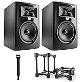 JBL 305P MkII Professional 5' Powered Studio Monitor (Pair) Bundle with IsoAcoustics ISO-155 Medium...