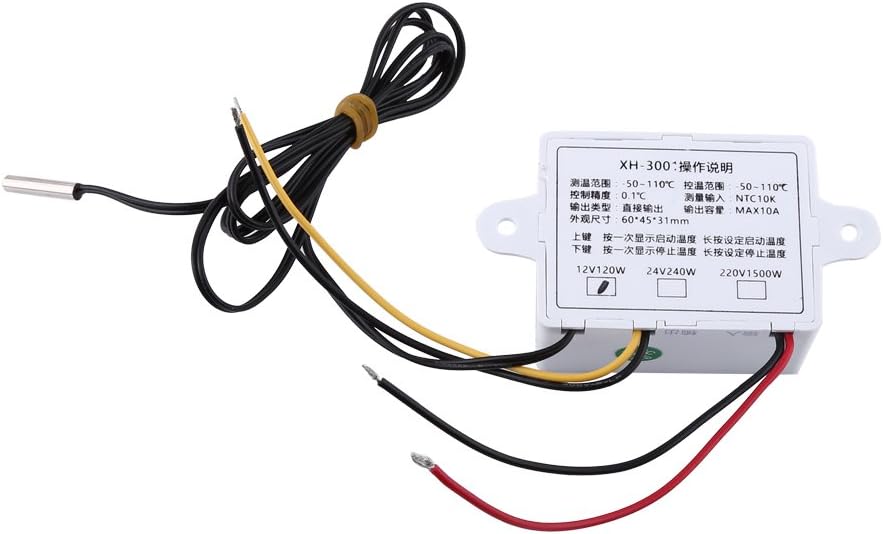 XH-W3001 Mini Thermostat Switch, 12V Digital Temperature Controller, High, Ideal for Reptiles and Heating Systems