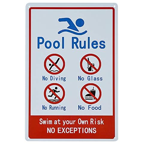 dojune - 2012 cm Schwimmbadregeln Schilder "Swim at Your Own Risk", vorgebohrt, einfach zu montieren Cover