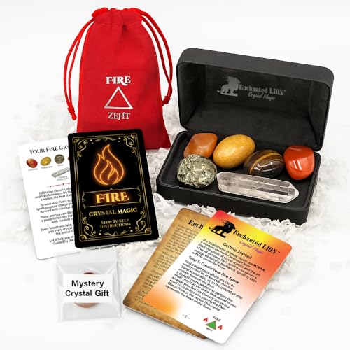 Enchanted Lion Fire Energy Healing Crystal Set - 5...