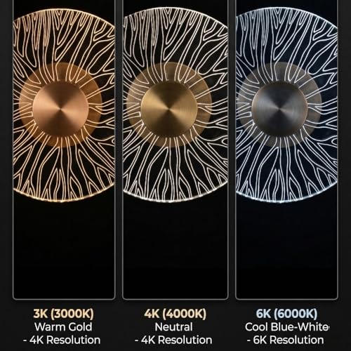 Image of Spiral Gride Glow 3-in-1 LED Wall Light | Modern Fancy Lights for Living Room, Bedroom Wall Decor, Home Decoration Items & Indoor Acrylic Round Shape Night Lamp (Golden, Pack of 1)
