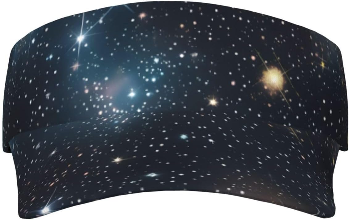 Constellation Star Clusters Galaxies Print Sun Visor Hats for Women Men Adjustable Sports Golf Running Sun Caps Black