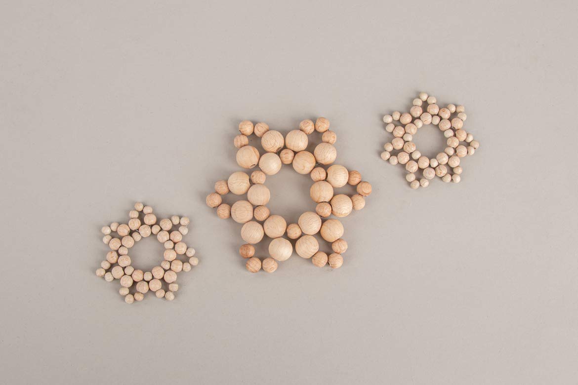 Kit: Perle Legno Stelle Nordic2X7Cm-1X, Perle+Fil Di Ferro