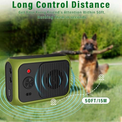 WUGEIN Anti-Bell-Gerät für Hunde,Ultraschall Anti Bell Gerät mit 2 Modi,Wiederaufladbares Audio & Ultraschall Hunde Bellen für Outdoor Indoor,15 m Reichweite 