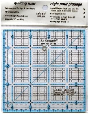 Le Summit Patchwork & Quilting Ruler with Grid 4.5 inch x 4.5 inch (Same Size as Omnigrid)