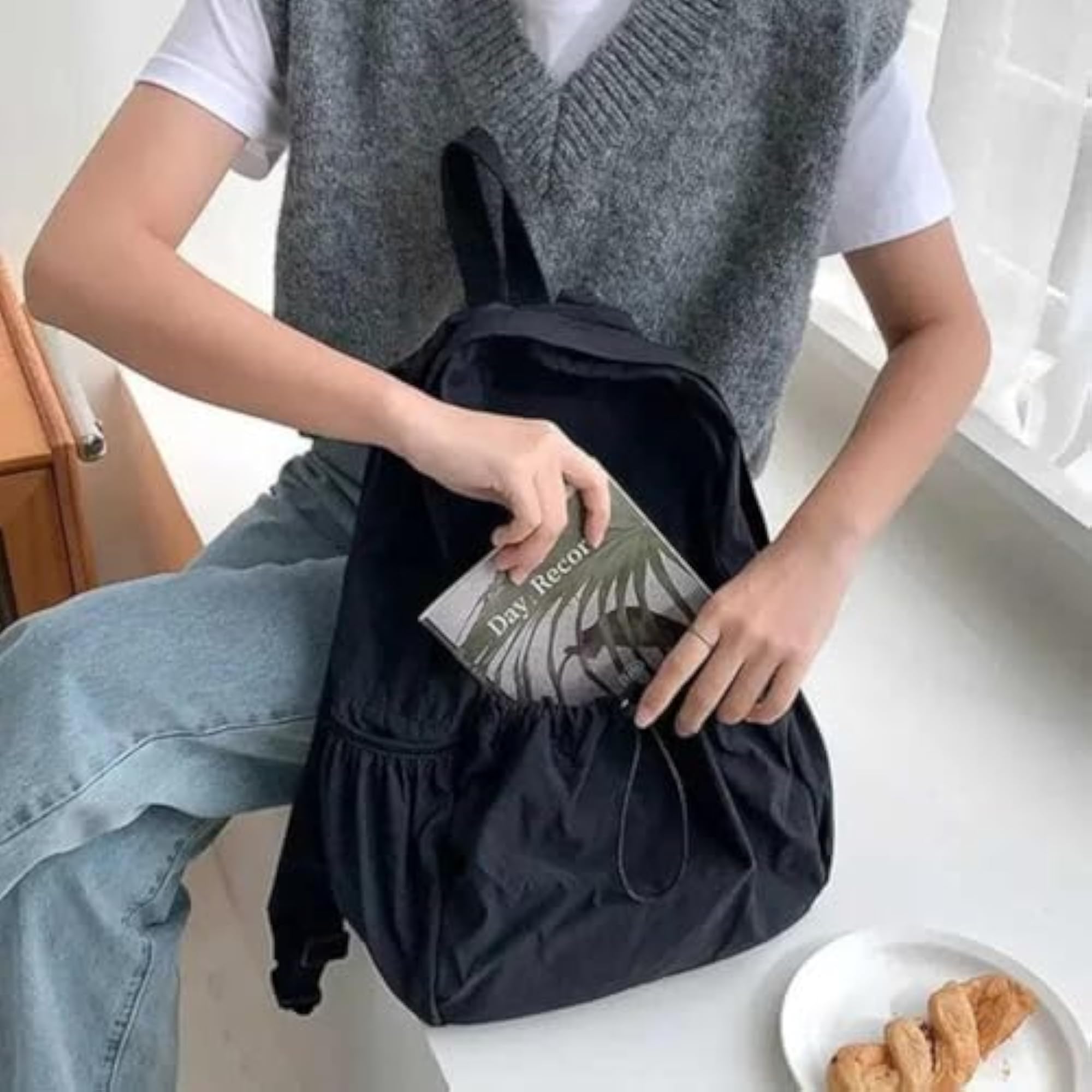 Casual Canvas Drawstring Backpack for Girls