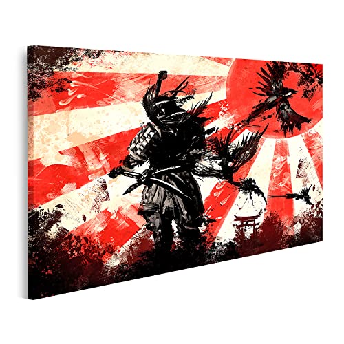 Guerrier combattant samouraï sur toile pour créer un salon zen au coucher de soleil