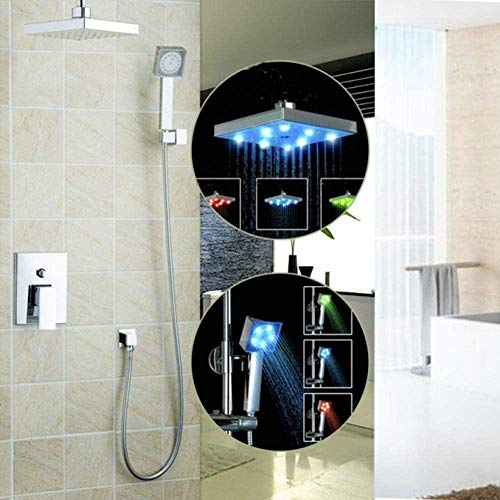 Ensemble de douche anti-calcaire à cascade LED et robinet mitigeur mural - 2