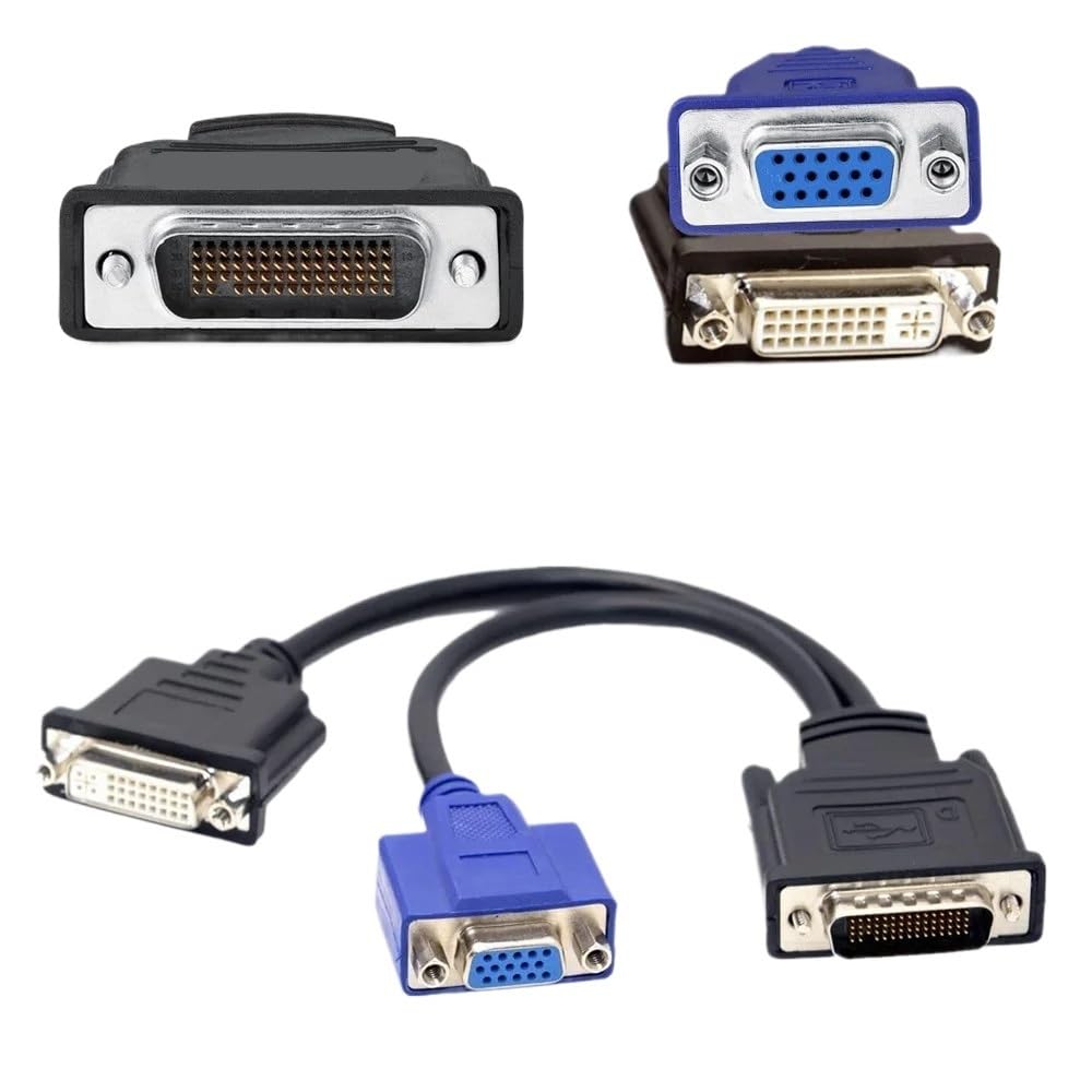 DMS 59Pin Male to 2 VGA DVI Displayport HDMI-Compatible Female Splitter Extension Cable Adapter(59Pin-DVI VGA)