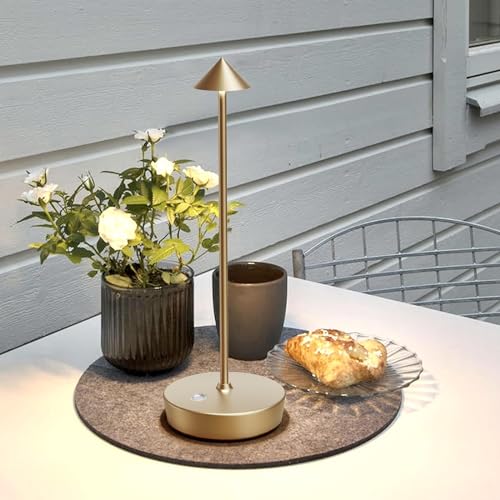 Set of 2 Rechargeable Cordless Table Lamp,6000mAh LED Battery Operated Desk Lamp Touch 3 Color Dimming Portable Outdoor Waterproof Table Light for Patio/Restaurant/Dining/Home (Bronze)