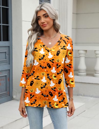 Image of Zeagoo 3 /4 Length Sleeve Womens Tops Casual V Neck Shirts Soft Basic Tees Business Work Blouses
