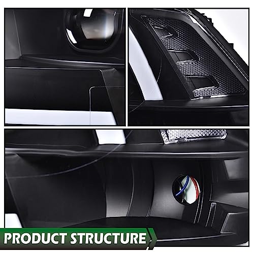 Image of GRAND ORANGE LED DRL Headlights Assembly Compatible with 2009-2012 Dodge Ram 1500 2500 3500 Projector Black Housing Headlights Assembly Clear lens Black Housing Clear Reflector