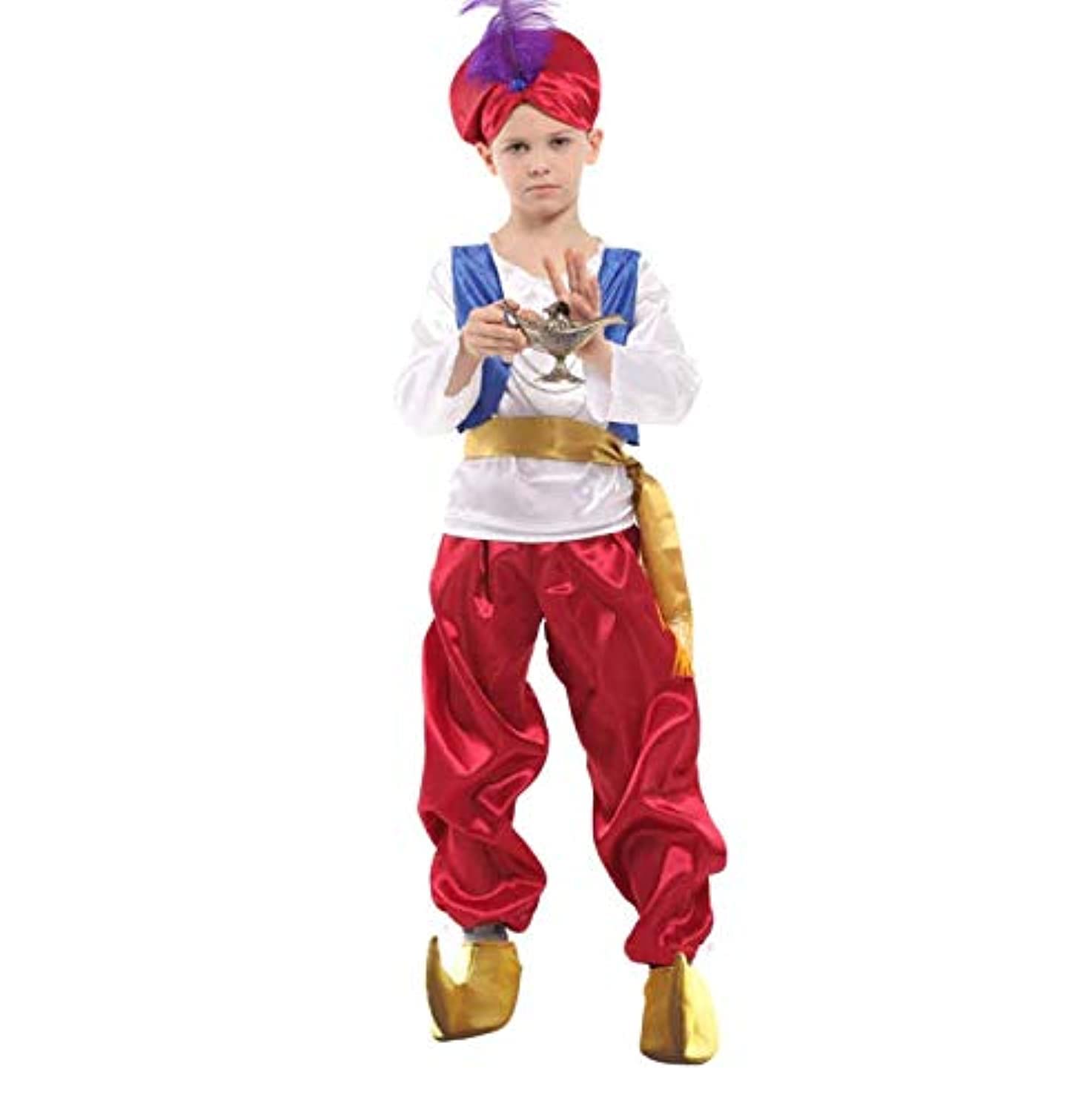 Shopzinia Aladdin Costume-Boys-Arab Aladdin Prince Cosplay-Arabian Genie Aladdin XL