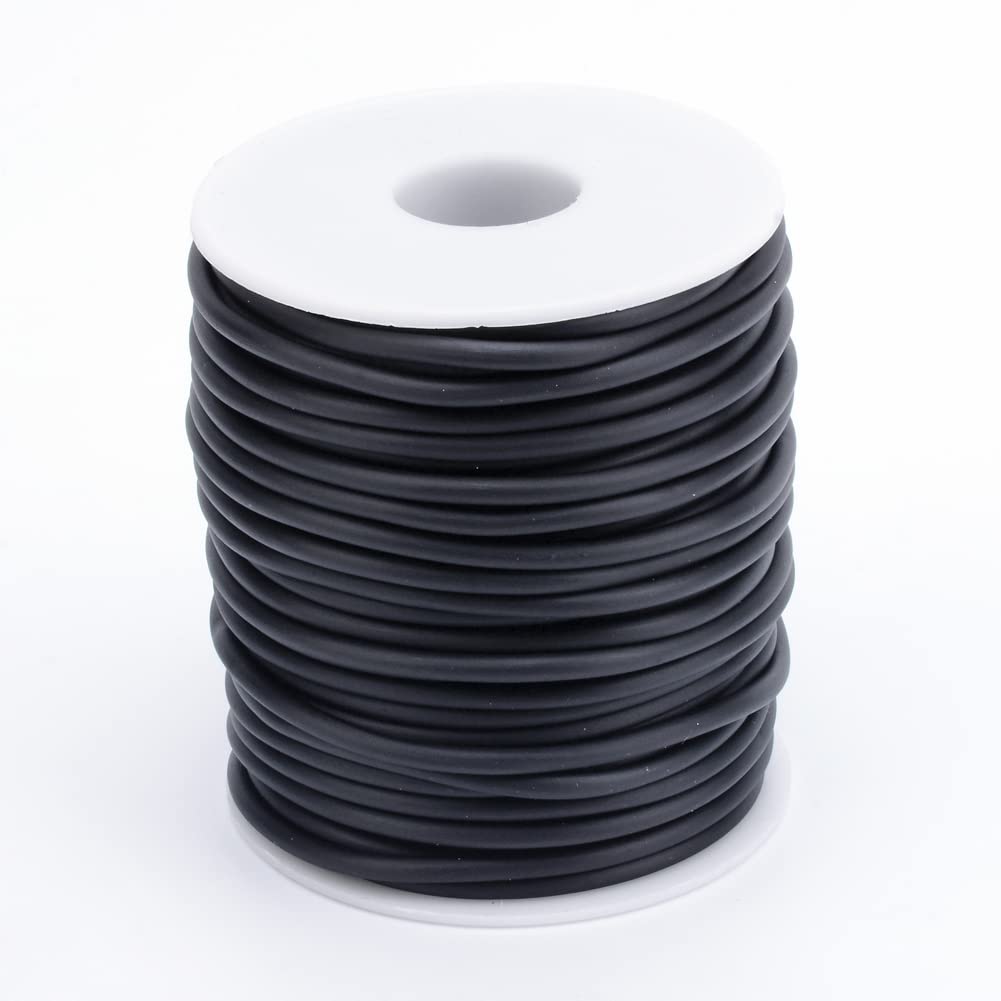 Craftdady 15m Hollow Pipe Tubing PVC Rubber Cord Rubber Tube Cord Wrapped Around For Memory Wire Necklace Bracelet Knitting, Black — image 1