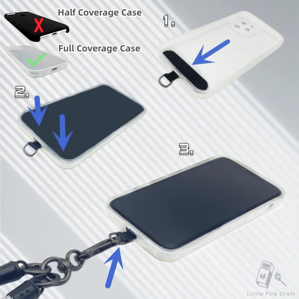 Cell Phone Lanyard Crossbody Rope Around the Neck Wrist Strap for Most Smartphone Case Headset Keychain Offices ID - Black Reflective - Image 6