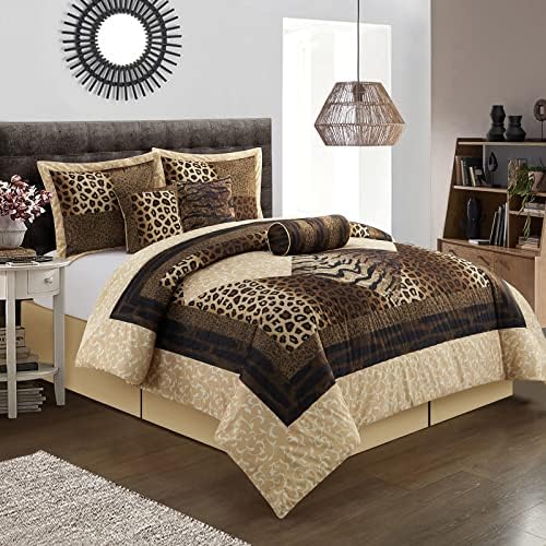 7 Piece (California) Cal King Safari Comforter Set Zebra