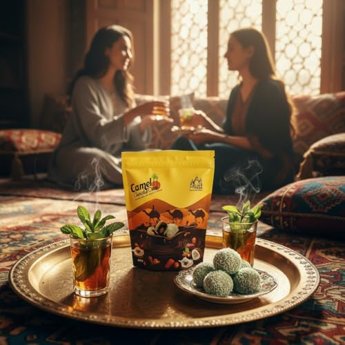 Image of Camel Chocolate Date with Almond & Coconut 400g, Premium Dates Filled with Almonds Coated in Milk Chocolate & Coconut Flakes, Middle Eastern Sweet Snack, Luxury Dates Gift Pack, Imported