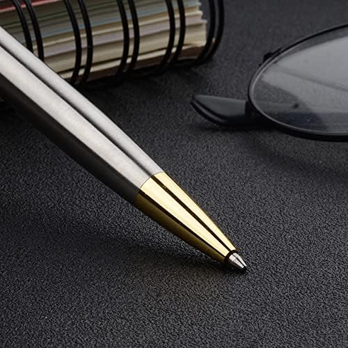 Personalised Pen, Steel Ballpoint Pen with Gift Box, Graduation Gift. FREE engraving with Name, Slogan or Logo, Ideal Birthday, Wedding, Fathers Day Gift, End of Term Thank You Teachers Gift (Silver)