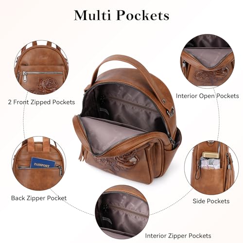 Image of Mini Backpack Purse for Women,Vegan Leather Small Backpack for Daily | Embossed Lightweight Water-Resistance Travel Mini Fashion Daypack Bag,Ladies Casual Backpack Purse Gift Choice for Women