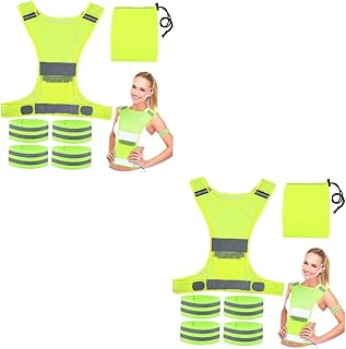 Kisangel 2 Conjuntos Colete Equipamento De Equitação Para Homens Reflexivo Para Hombre Regata Masculina Jaqueta Verde Reflexiva Corrida Regata Verde Para Mulheres Equipamento De Corrida