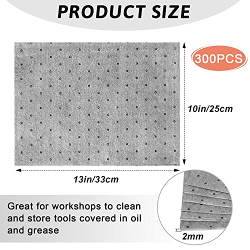Image of Weewooday 300 Pcs Oil Absorbent Pads Heavy Weight Absorbing Oil Mat for Garage Floor Dimpled Oil Absorbent Pads (Grey, 13 x 10 Inch)