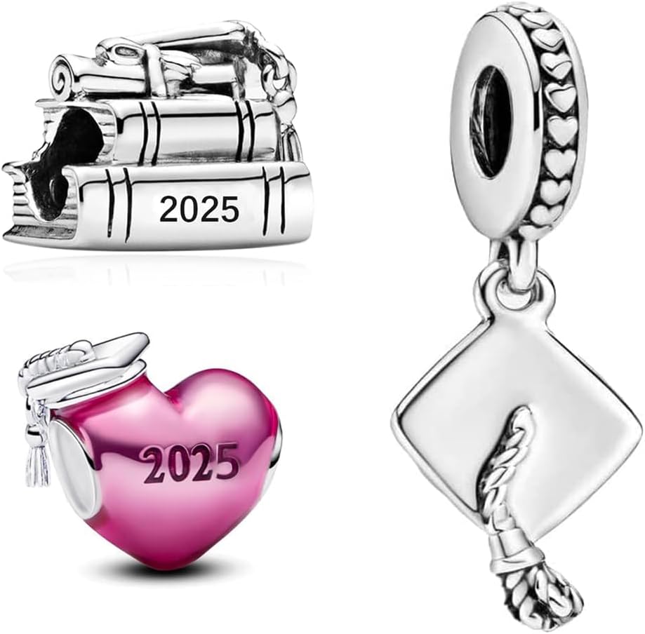 2025 Graduation Cap Charms Owls Bead Compatible for Bracelets Heart Jewellery for Women