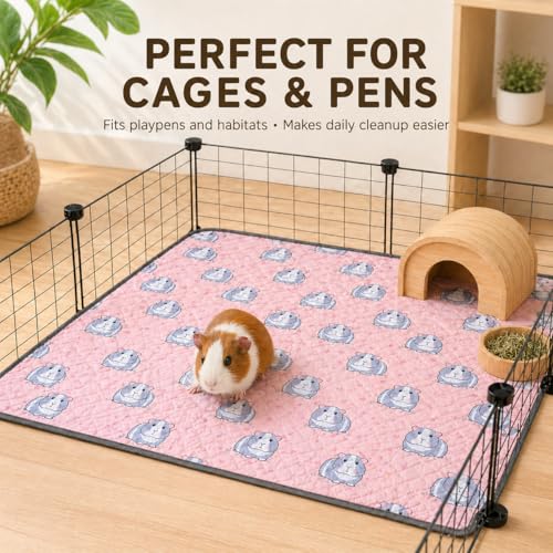Image of 2 pcs Guinea Pig Cage Liners - Washable Guinea Pig Pee Pads, Waterproof Reusable & Anti Slip Guinea Pig Bedding Fast and Super Absorbent Pee Pad for Small Animals Rabbit Hamster Rat (2)