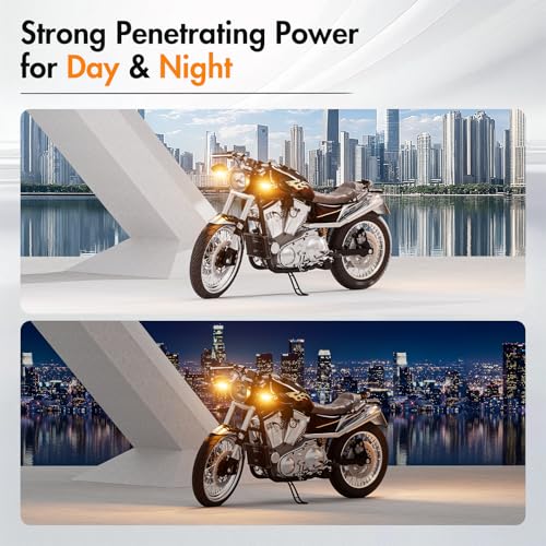 Image of Alopee 2-Pack Sequential LED Motorcycle Turn Signals 12V Flowing IP67 Waterproof Front and Rear Directional Lights High Visibility Universal Fit for Honda Yamaha American Cruiser Adventure Tourer