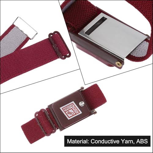 Image of MECCANIXITY 3Pcs Anti Static Wrist Strap, ESD Antistatic Bracelet Adjustable Cordless with Spare Bracelet for Computer Electronics Repair Maroon Red