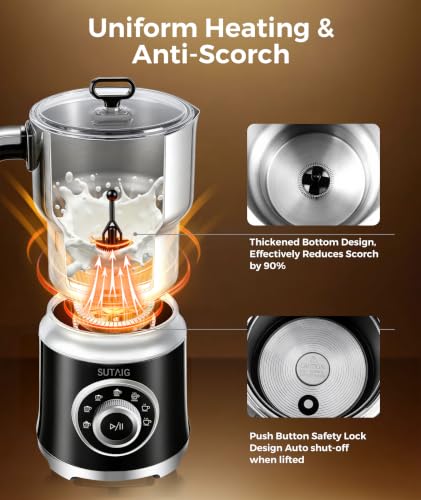 Image of Milk Frother, 27oz All-in-1 Milk Steamer and Frother for Coffee, Variable Froth Thickness, Hot & Cold Foam Milk Warmer with Temperature Control
