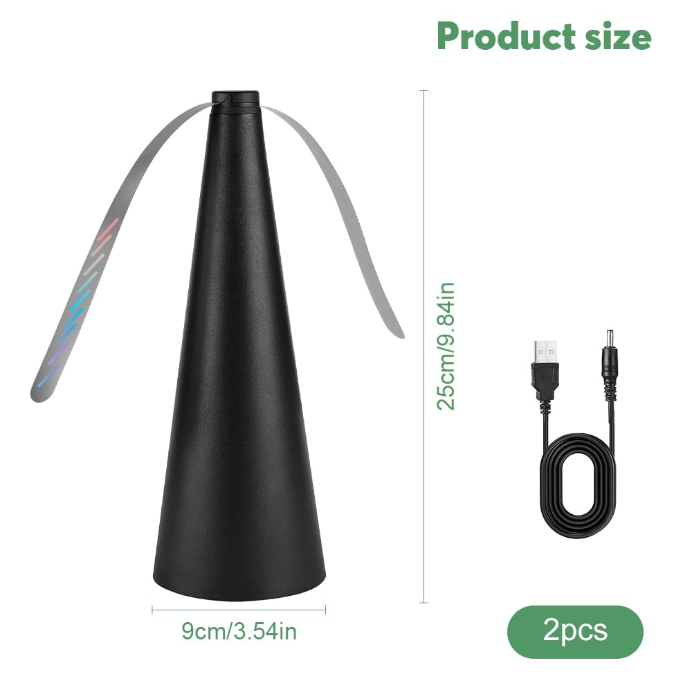 mizikuu 2 Stück USB Fliegenwedler, Mückenschutz Ventilator Tragbar Fliegenventilator Elektrisch Fly Repellent Fan zum Fliegen verscheuchen für Camping oder Restaurants