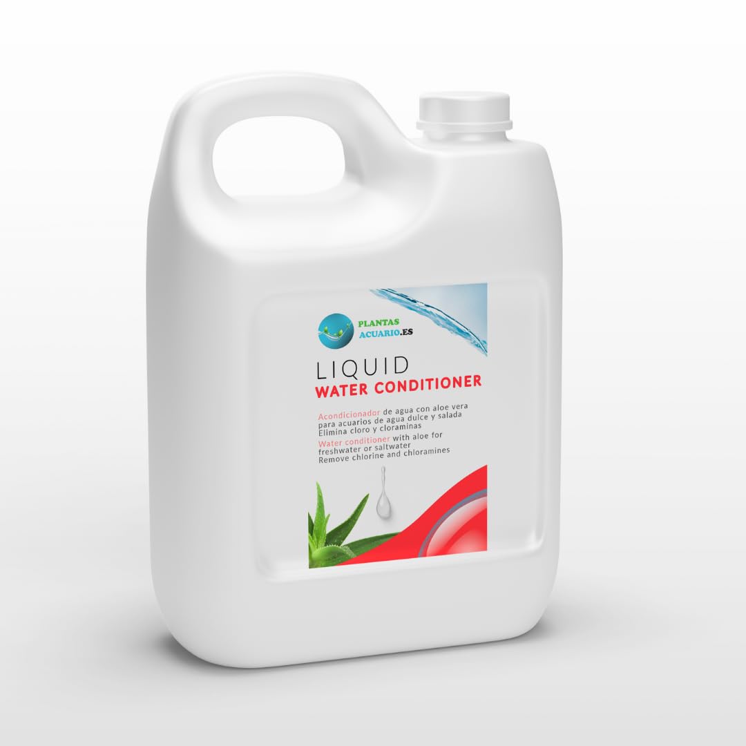 Acondicionador de Agua para Acuario y Estanque, Tratamiento anticloro y cloraminas con Aloe Vera, Purifica el Agua del Grifo, clarifica y Elimina tóxicos, Acondicionador de Acuario Dulce y Marino 5L