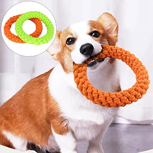 TITA-DONG 2pcs Rings Dog Toy, Cotton Rope Dog Chew Toys Pets Puppy Rope Training Toys - Image 2