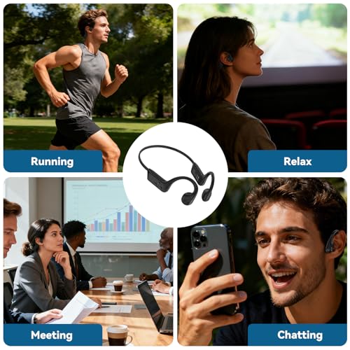 Image of Fanisic Bone Conduction Headphones, Bluetooth 6.0 Open Ear Headphones with Mic, Type-C Quick Charge, Long Battery Life, IPX5 Sweatproof, Lightweight Comfortable for Gym, Sports, and Driving(Black)