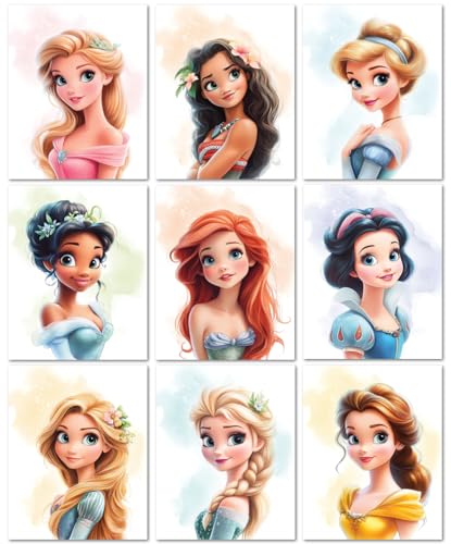 Nistio® Princess Wall Art for Girls Bedroom, Unframed Set of