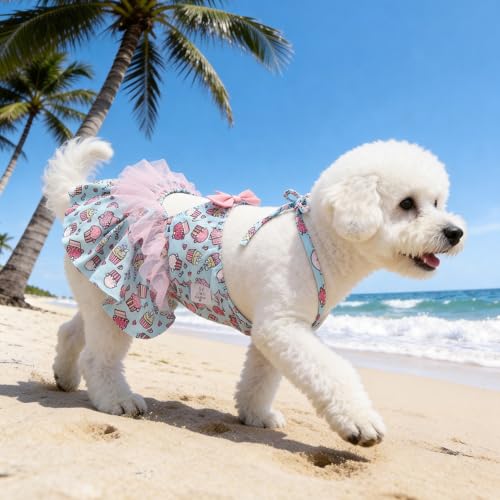 Image of CuteBone One Piece Dog Bikini Swimsuit Dress - Puppy Bathing Suit Costume for Small Dogs - Comfortable & Stylish Pet Clothes for Summer Pool, Beach & Play LTDB14XXS