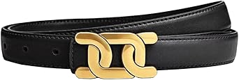 Womens Belts for Jeans, Womens Leather Belt with Gold Buckle, Designer Belts for Pants Jeans Dresses
