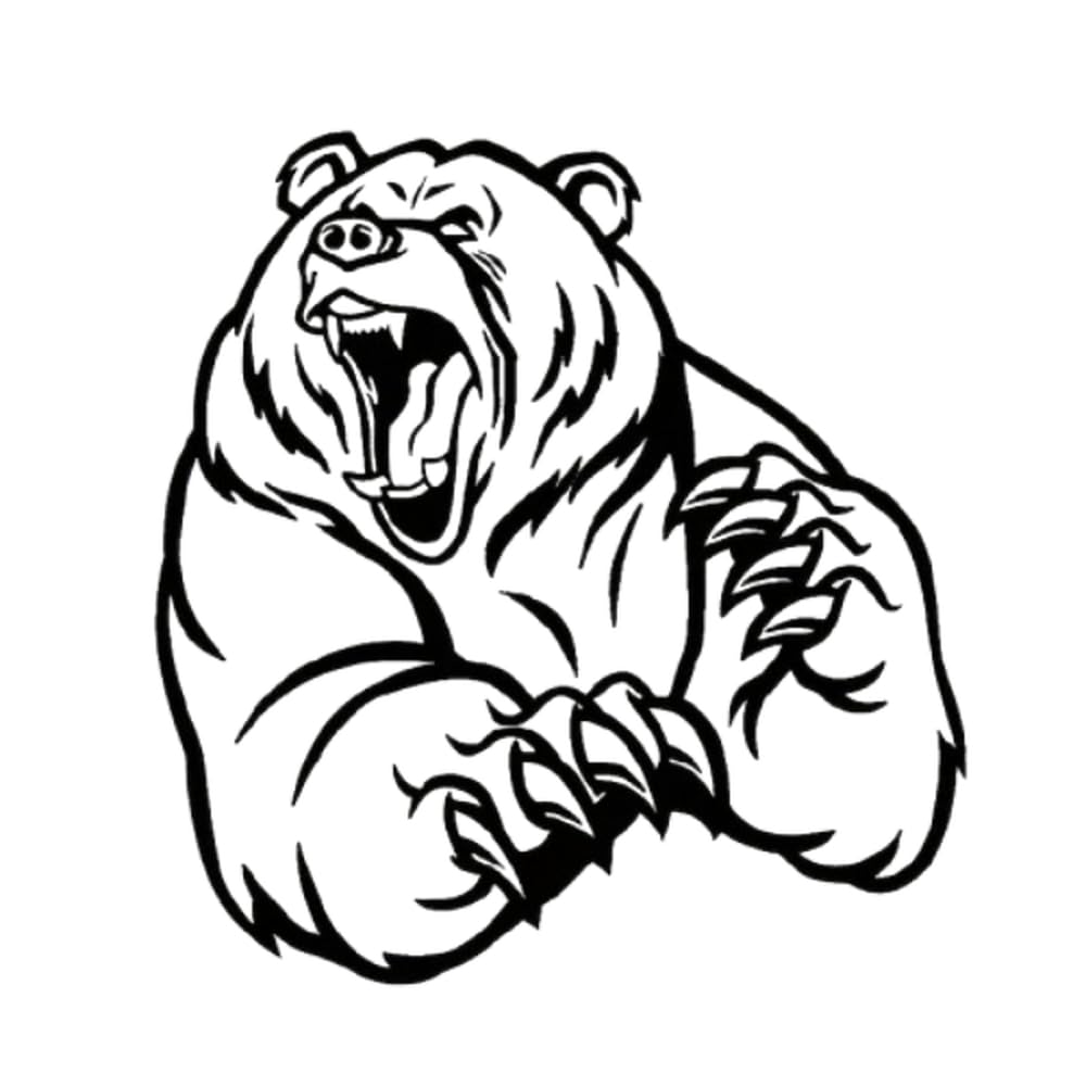 Angry Bear Matte Vinyl Car Decal PVC Self Adhesive Sticker for Cars Trucks SUVs