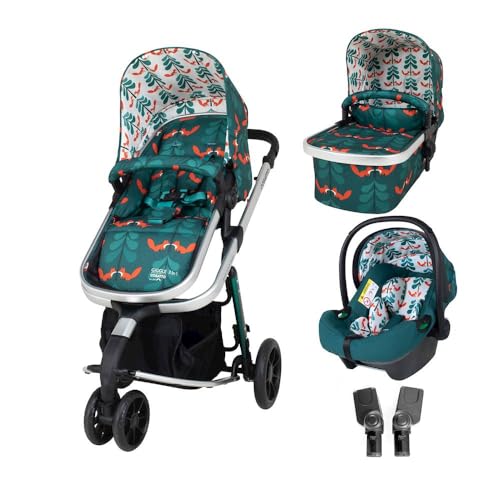 COSATTO Giggle 3 in 1 Kinderwagenset - Ab Geburt bis 18kg, Sportwagen, Tragewanne & Halt 0+ Autositz, leicht, kompakt & einfach zu falten, mit kostenlosem Regenschutz (Fox Friends)