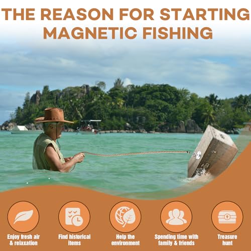 Image of Neosmuk Fishing Magnet - 300 lb+ Pull, CNC Machined Metal Base, Large 2 inch Magnet for Removing, Super Strength with Handle for Tag, Shop, Lifting