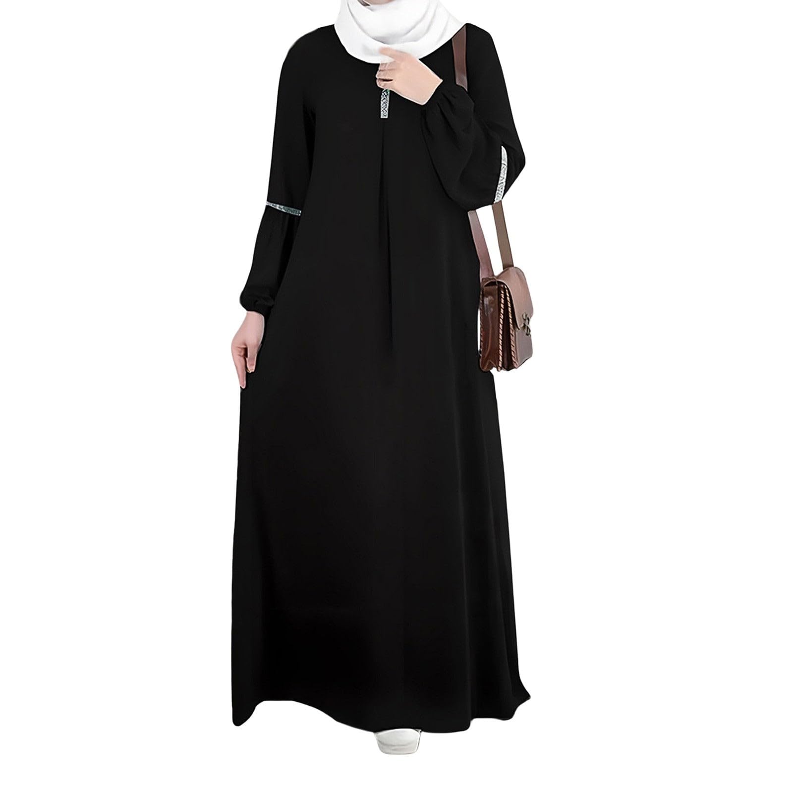 FUPODD Gebetskleidung Für Frauen Gebetsperlen Gebetsteppich Muslimische Kleider Lang Abaya Damen Langarm Islamische Ganzkörper Maxi Kleid Lose Damen Muslim Kleidung Robe Gebetskleid Für Ramadan