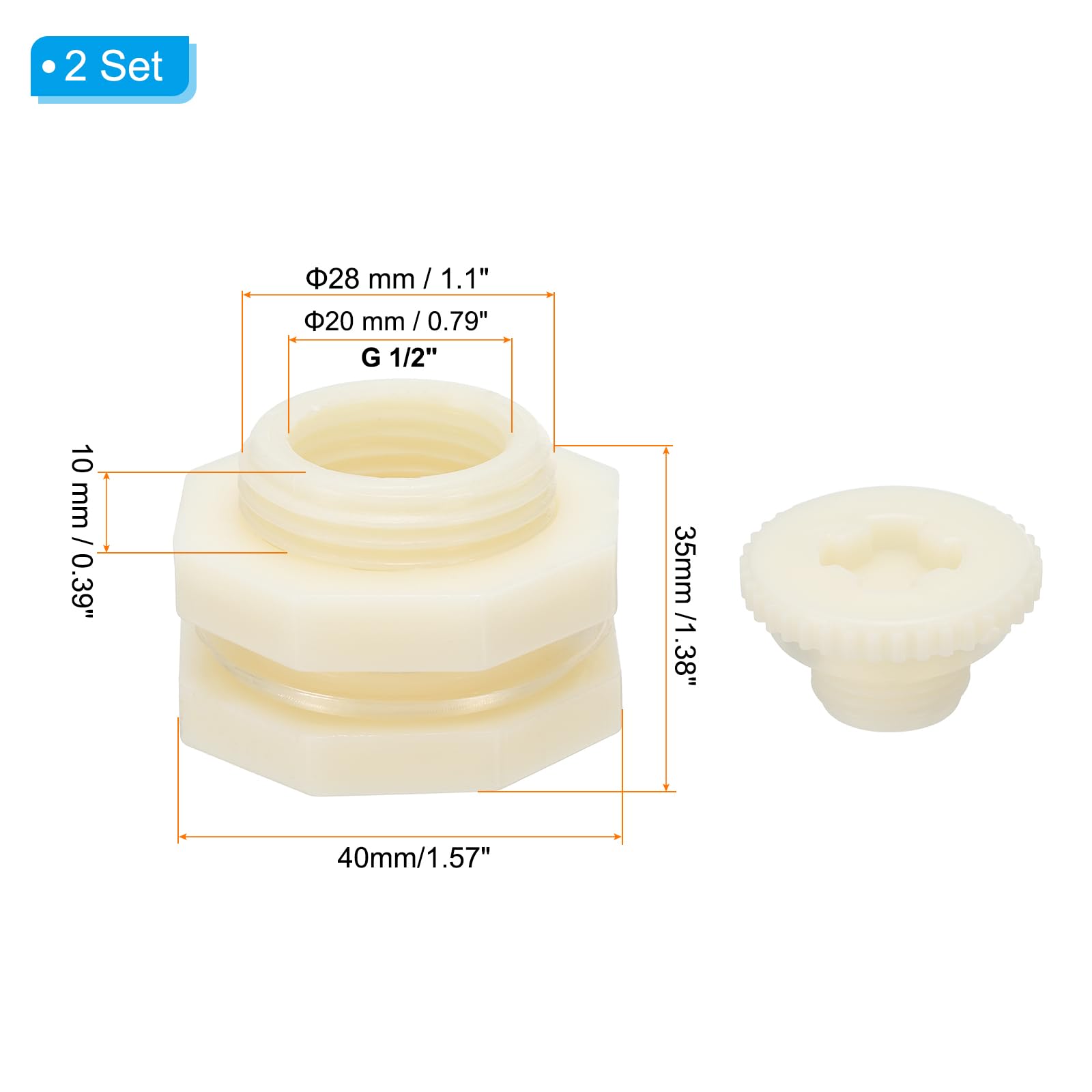PATIKIL ABS Bulkhead Fitting G 1/2 - Image 2