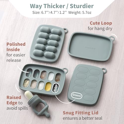 SAMiGO Baby Food Fruit Feeder and Breastmilk Popsicle Mold Set, Silicone Fruit Teether, Food Feeder Pacifier for Teething Relief, Freezer Tray, Baby Feeding Essentials, 4 Months+ - Thumbnail 4
