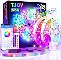 TJOY 100ft Bluetooth LED Strip Lights, Music Sync LED Lights Strip, RGB Color Changing LED Lights with Remote,Smart Phone APP Control, LED Lights for Bedroom,TV,Room DIY (APP+Remote +Mic)