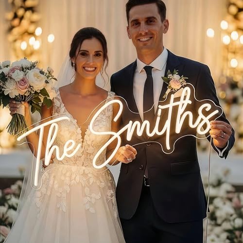 CIONAOR Custom Neon Sign LED Wedding Backdrop Name Sign Customizable