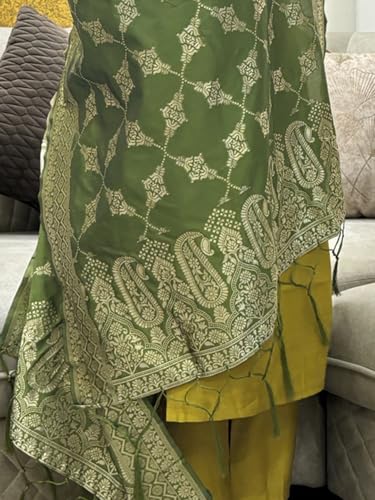 Image of VredeVogel Women's Embroidered Chanderi Silk Jacquard Straight Kurta Pant Set with Dupatta | Perfect for Festive & Casual Ethnic Wear Kurta Set