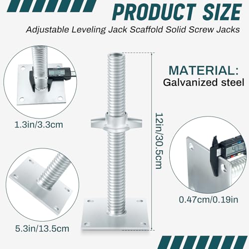 zonon 4 pcs adjustable scaffolding leveling jack hollow screw jacks with base plate for baker style scaffolding baker scaffold12 inch
